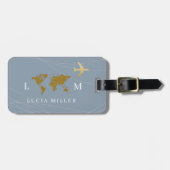 Nice Dusty Blue Travel Gepäckmarke mit Name Gepäckanhänger (Vorderseite horizontal)