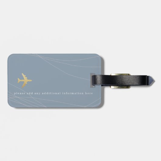 Nice Dusty Blue Travel Gepäckmarke mit Name Gepäckanhänger (Rückseite horizontal)