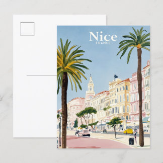 Nice France Aquarellmalerei Reisen Postkarte