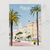 Nice France Aquarellmalerei Reisen Postkarte (Vorderseite)