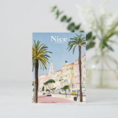Nice France Aquarellmalerei Reisen Postkarte (Stehend Vorderseite)