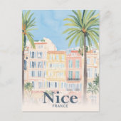 Nice France Aquarellmalerei Reisen Postkarte (Vorderseite)