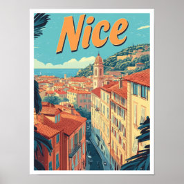 Nice France Art Vintage Reise Illustration Poster