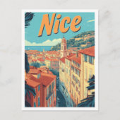 Nice France Art Vintage Reise Illustration Postkarte (Vorderseite)