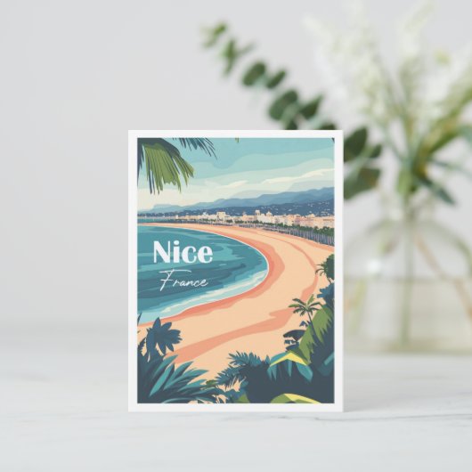 Nice France Artwork Travel Place Illustration Postkarte (Stehend Vorderseite)