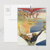 Nice France Aviation Poster Art Postkarte (Vorne/Hinten)
