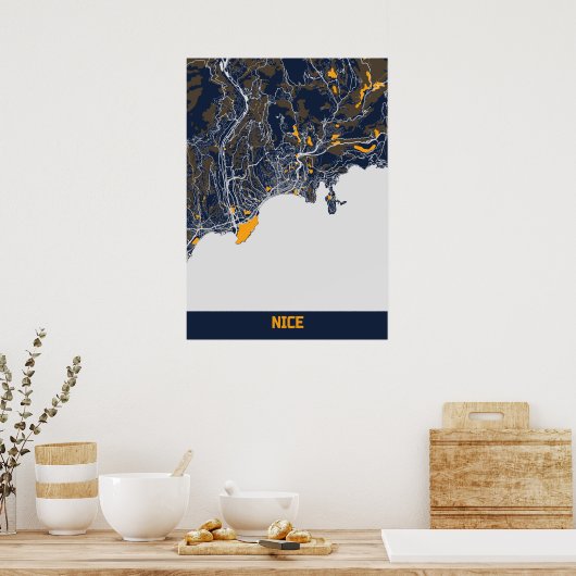 Nice - France Bluefresh City Map Poster (Küche)
