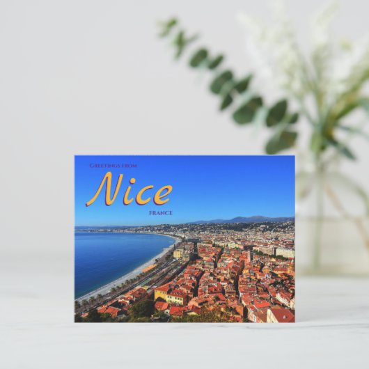Nice France Landschaftlich City Scape Postcard Postkarte (Stehend Vorderseite)