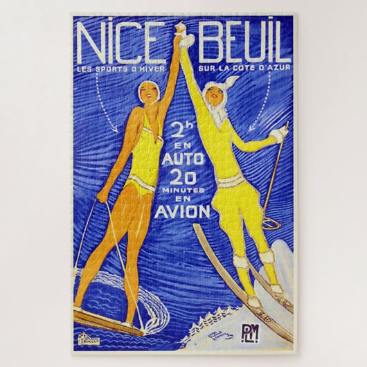 Nice France Riviera Vintage Travel Poster Puzzle (Vertikal)