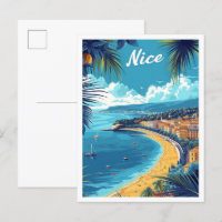 Nice France Vintag Art Travel Illustration