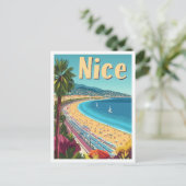 Nice France Vintage Travel Illustration Postkarte (Stehend Vorderseite)