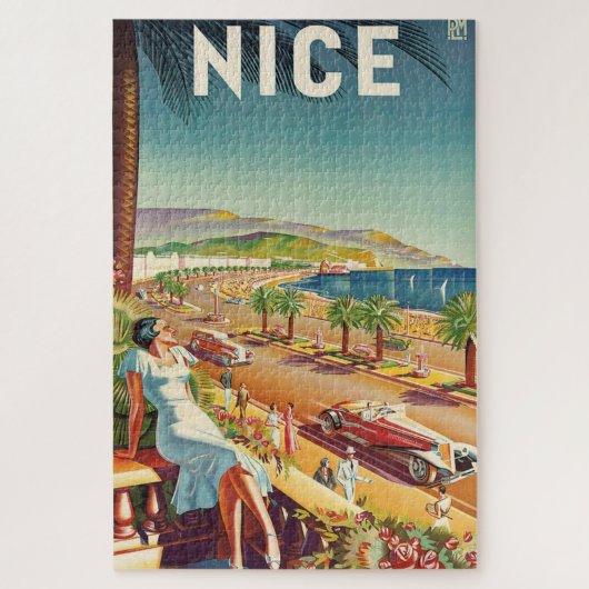 Nice France Vintage Travel Poster Puzzle (Vertikal)
