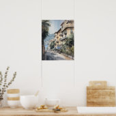 Nice France Wasserfarben Landschaft Art Print Post Poster (Küche)