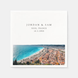 Nice France Wedding Custom Cocktail Napkin Serviette