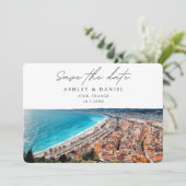 Nice France Wedding Destination Save the Date Einladung (Stehend Vorderseite)