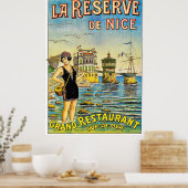 Nice, Frankreich, Frau in Badeanzug am Strand Poster (Küche)