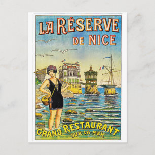 Nice, Frankreich, Frau in Badeanzug am Strand Postkarte