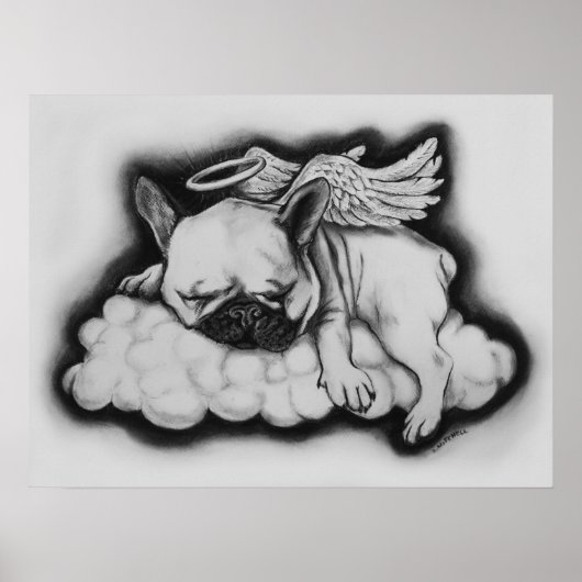 "Nice" - Französischer Bulldog Angel Zeichnend Poster (Vorne)