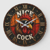 Nice Funny Rooster Cool Chicken with Sunglasses Große Wanduhr (Vorderseite)