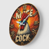 Nice Funny Rooster Rustic Farmhouse Chicken Große Wanduhr (Winkel)