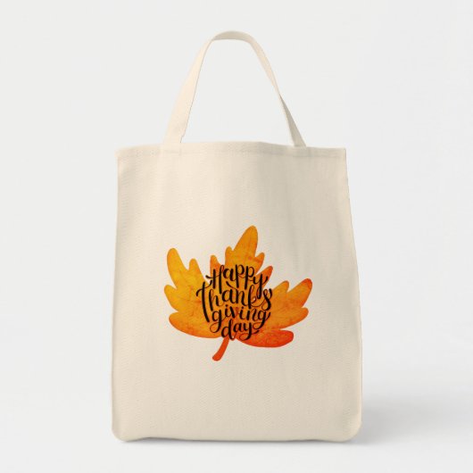 Nice Happy Thanksgiving Typografie auf Leaf Fall Tragetasche (Vorne)