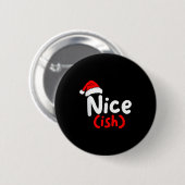 Nice (ish) Naughty Angel Funny Christmas List Fami Button (Vorne & Hinten)