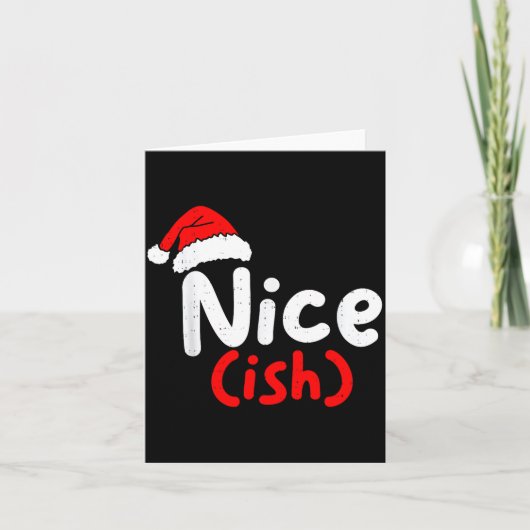 Nice (ish) Naughty Angel Funny Christmas List Fami Karte (Vorderseite)