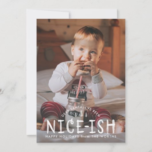 Nice-ish Naughty oder Nice Funny Funny Christmas C Einladung (Vorderseite)