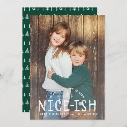 Nice-ish Naughty oder Nice Funny Funny Kids Weihna Einladung (Vorne/Hinten)