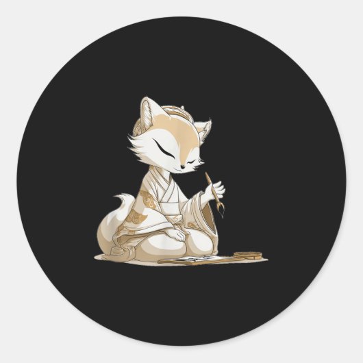 Nice Japan Kitsuncostume für kalligraphische Liebh Runder Aufkleber (Vorderseite)