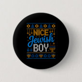 Nice Jewish Boy Hanukkah Menorah Dreidel Ugly Swea Button (Vorderseite)