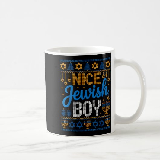 Nice Jewish Boy Hanukkah Menorah Dreidel Ugly Swea Kaffeetasse (Rechts)