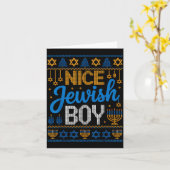 Nice Jewish Boy Hanukkah Menorah Dreidel Ugly Swea Karte (Gelbe Blume)
