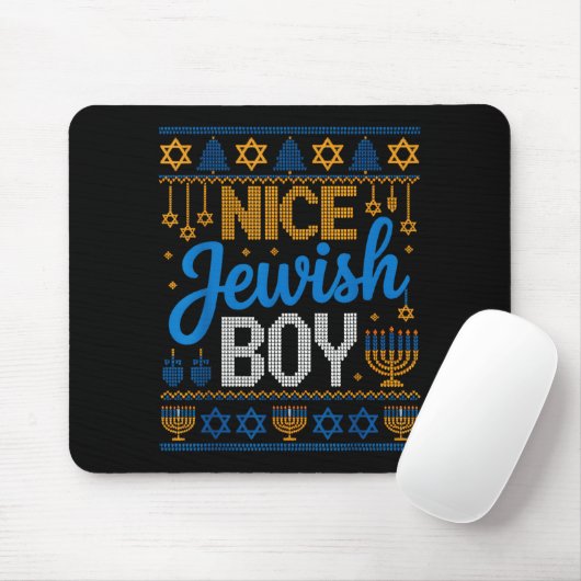 Nice Jewish Boy Hanukkah Menorah Dreidel Ugly Swea Mousepad (Mit Mouse)