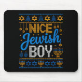 Nice Jewish Boy Hanukkah Menorah Dreidel Ugly Swea Mousepad (Vorne)