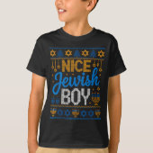 Nice Jewish Boy Hanukkah Menorah Dreidel Ugly Swea T-Shirt (Vorderseite)