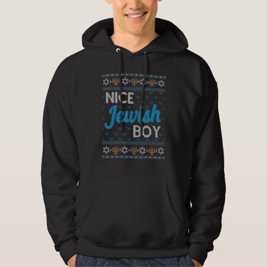 Nice Jewish Boy Ugly Hanukkah Sweater Chanukah Jud Hoodie (Vorderseite)