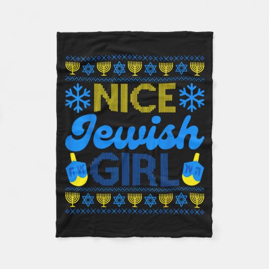 Nice Jewish Girl Ugly Happy Hanukkah Sweater Chanu Fleecedecke (Vorderseite)