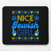 Nice Jewish Girl Ugly Happy Hanukkah Sweater Chanu Mousepad (Vorne)
