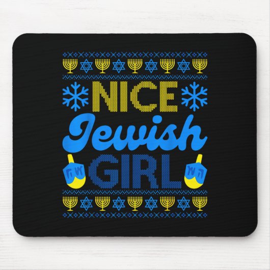 Nice Jewish Girl Ugly Happy Hanukkah Sweater Chanu Mousepad (Vorne)