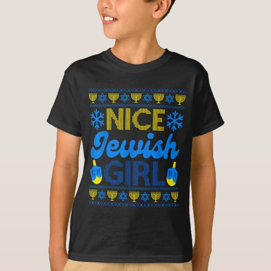 Nice Jewish Girl Ugly Happy Hanukkah Sweater Chanu T-Shirt (Vorderseite)