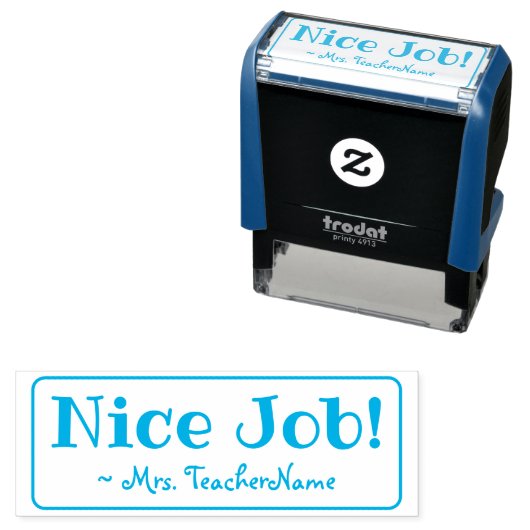 "Nice Job!" + Name des Lehrers Rubber Briefmarke Permastempel (Beispiel)