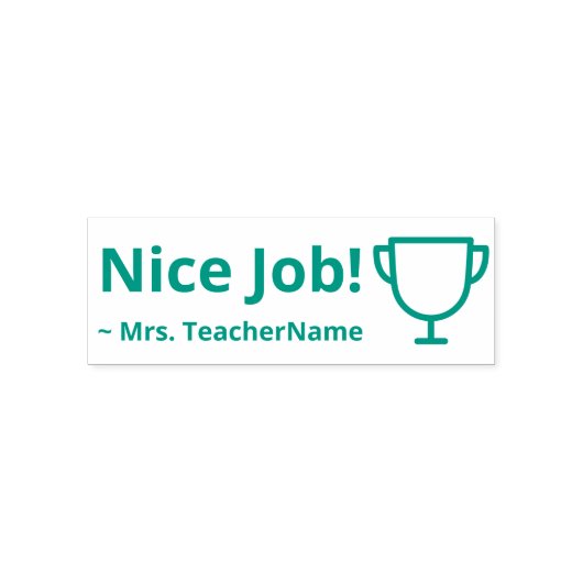 "Nice Job!" + Name des Lehrers Rubber Briefmarke Permastempel (Design)
