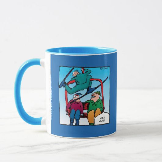 Nice Jump Cartoon Skiers Tasse (Links)