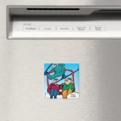 Nice Jump Skiers Cartoon Magnet (In Situ (Geschirrspüler))