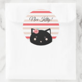 Nice Kitty Black Cat Niedliche Belohnung Runder Aufkleber (Tasche)