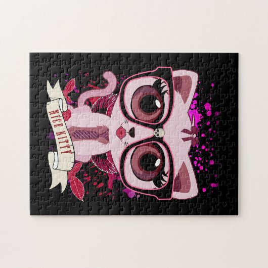 Nice Kitty - Black & PInk Puzzle (Horizontal)