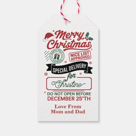 Nice List Approved by Santa Geschenkanhänger (Rückseite)