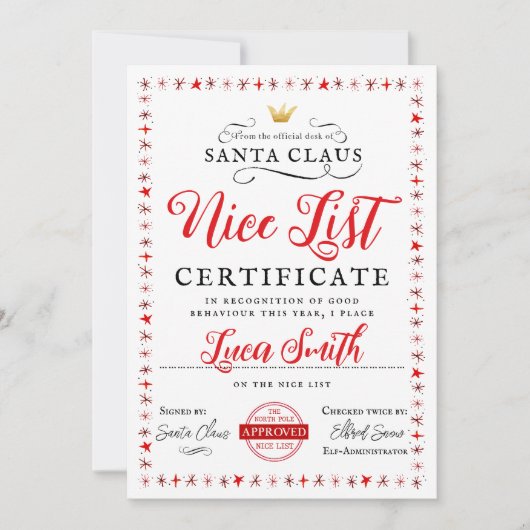 Nice List Christmas Card Einladung (Vorderseite)