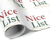 "Nice List" - Elegante Typografie Geschenkpapier (Rolleneckpunkt)